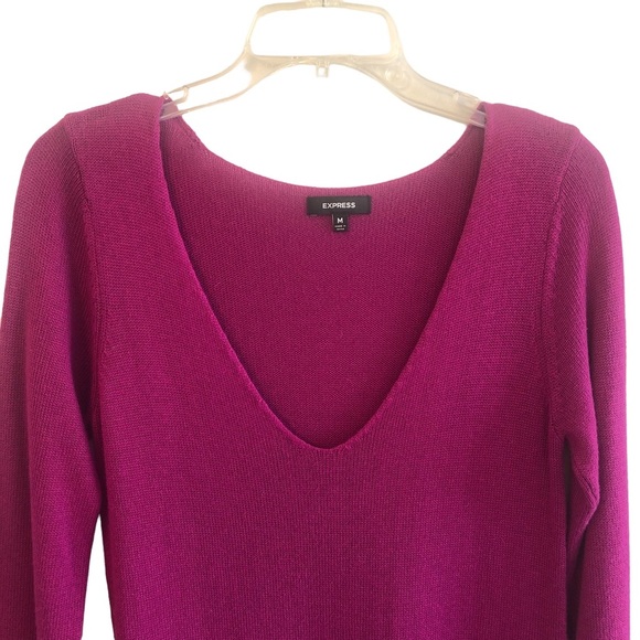 Express Women's Fuchsia Wool Blend Sweater Dress With Pockets, Size Medium - Picture 2 of 8